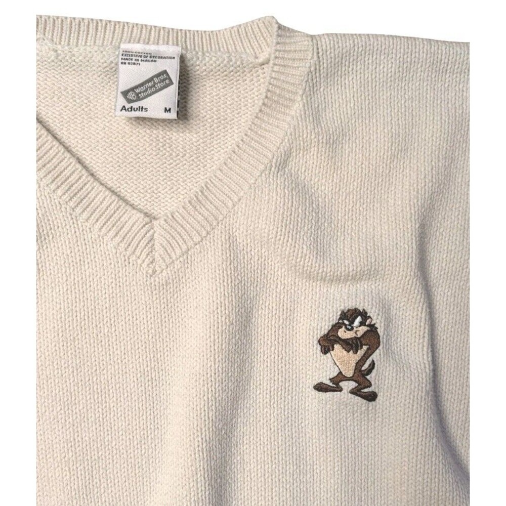 Vintage Warner Bros Studio Store Taz Tasmanian Devil Sweater Mens M Knit WB EUC